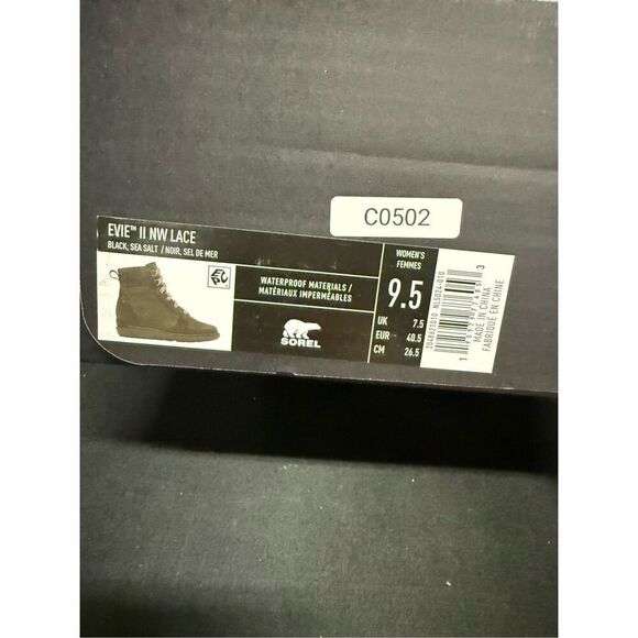 Sorel Evie II NW Lace Black Sea Salt Waterproof Boots 9.5 - Picture 6 of 6